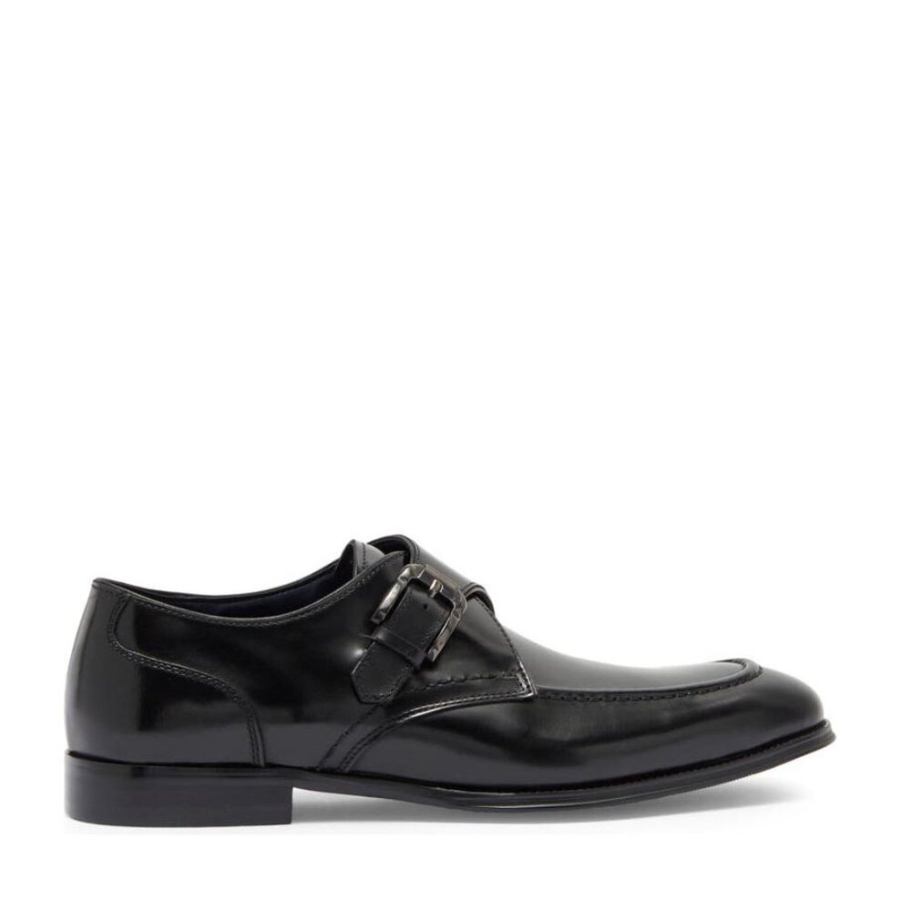 Bashwood Handmade Black Single Monk Leather Shoes For Men